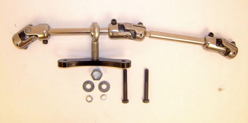 3) Mock the new 2-joint SBC steering shaft shown below SOLD SEPERATELY (# 8050490) between the rack and pinion and the steering column, to determine the exact size.