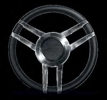 Steering wheels HUNTSMAN BRUSHED SATIN ALUMINIUM BILLET STEERING WHEEL Double 3-spoke steering wheel, finished in billet aluminium and leather - as seen on the Sunseeker yachts.