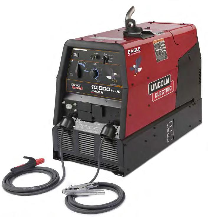 ENGINE DRIVEN WELDERS Eagle 10,000 Plus Processes Stick, TIG, MIG (1), Flux-Cored (1), Gouging Product Number K2343-3 See inside for complete specs Output Range 50-225A DC CC Welding 10,500 Watts