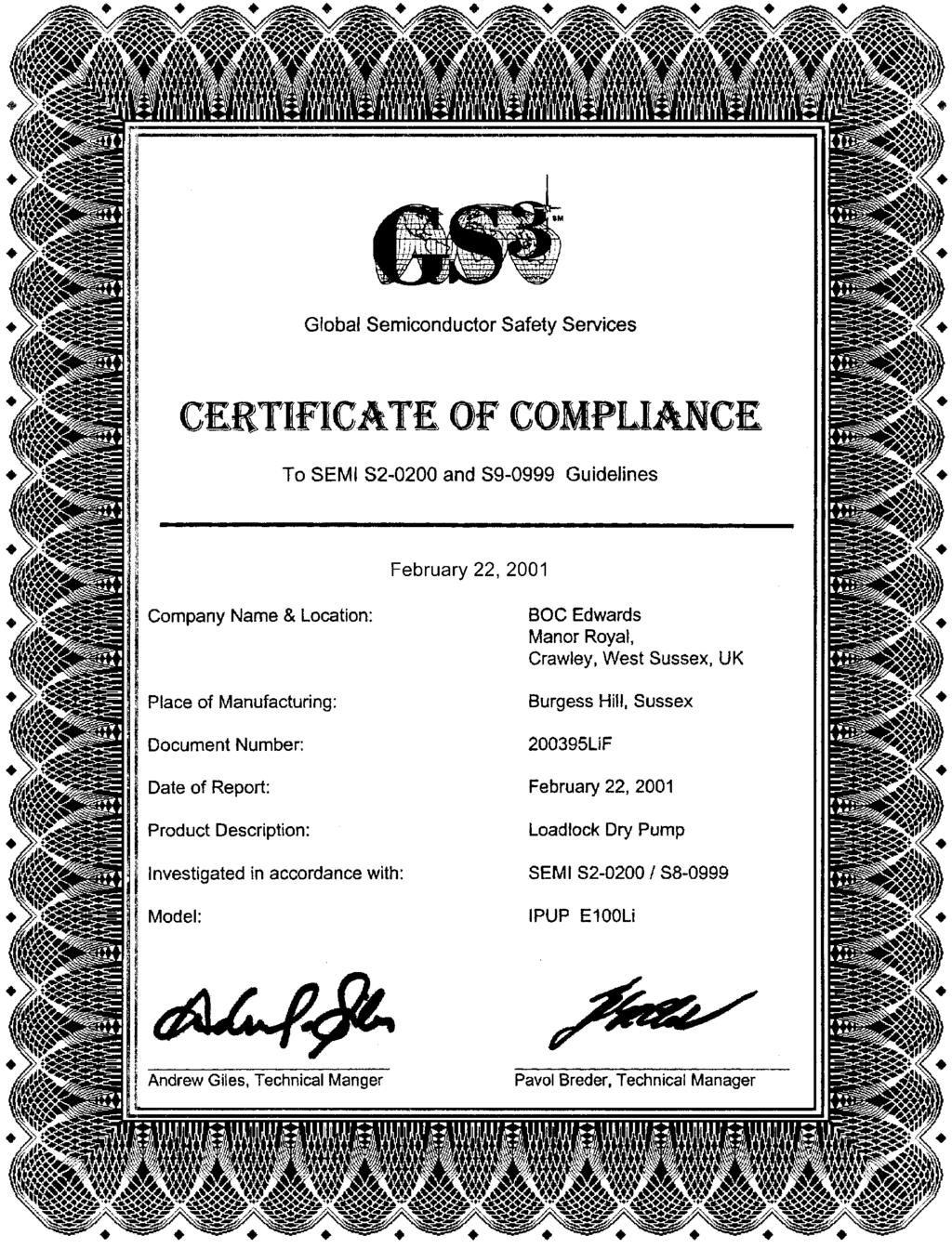 2.9 Certificate of compliance (IPUP