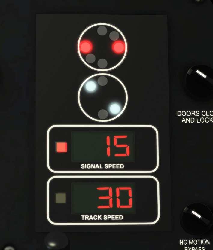 4 In-Cab Signaling and Alerts 4.1 Cab Controls Locomotives on the New York to New Haven route feature in-cab signalling systems. The image below shows the in-cab display for the HHP8.