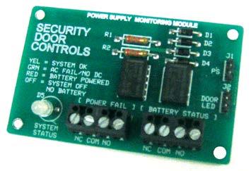 Door Control Monitoring and Sequencing POWER SUPPLY REMOTE MONITORING MODULE PSM The PSM Monitoring Module provides 2-SPDT, 1 Amp contacts to remotely monitor power supply and battery status.
