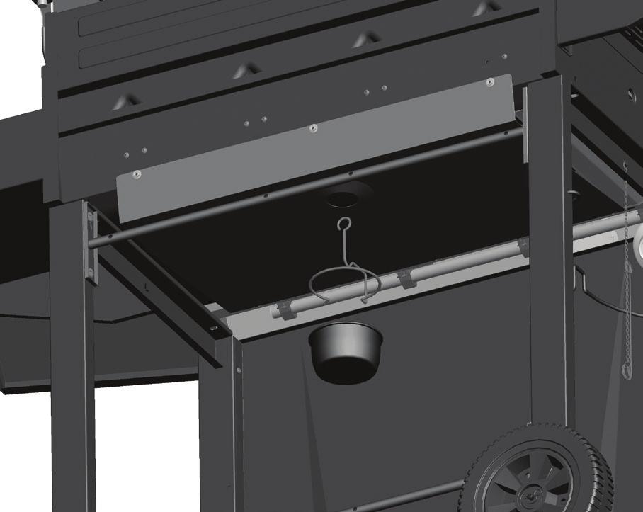 Insert warming rack pivot legs into the holes on the inside of the burner