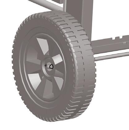 Insert wheel axle assembly (DG) through wheel axle hole in
