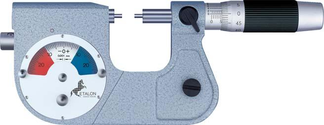 0,5 Anvil: 4,5 to 5,5 N Micrometer with vernier reading to 0,002. Dial indicator: 0,001. Dial indicator: ± 0,025 Micrometer: max. perm.