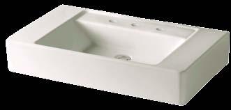 pg. 21 sensible sophistication SMALL SQUARE LAVATORY Dimensions: 23-5/8" x 18-11/16" MIR24190WH 0-hole lavatory (white)