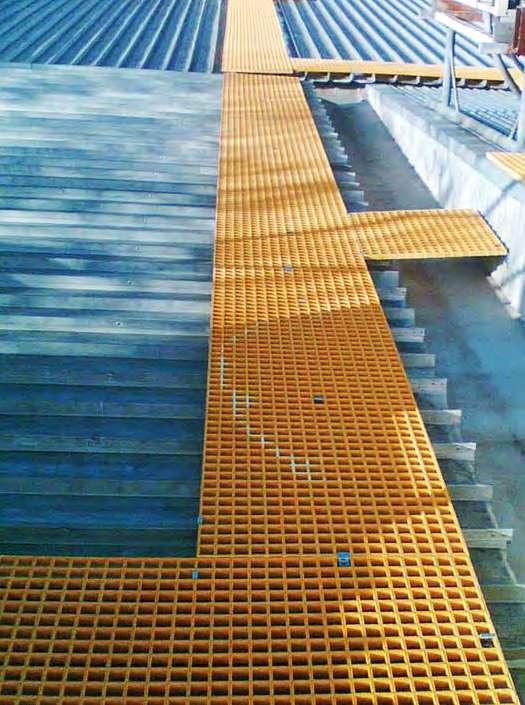 com/roof Ideal solution for new or replacement roof access walkways Fibreglass grating is the