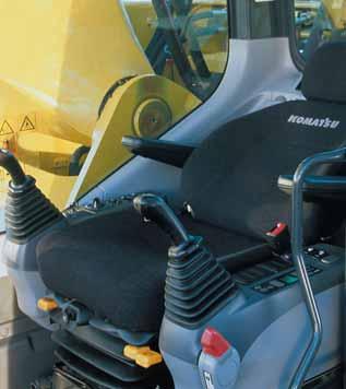 Standard heated air suspension seat Low-noise design The noise levels at the operator s ear have been decreased by improving the cab mounts and cab sealing performance.
