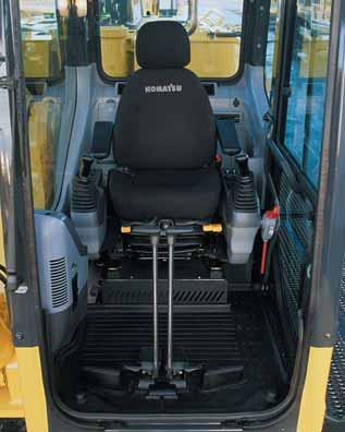 double-slide mechanism allows the seat and controllers to move together or independently, allowing the operator to position the controllers for maximum productivity and comfort.