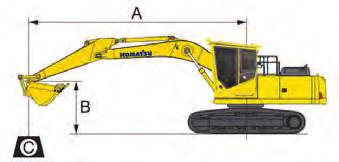 LIFT CAPACITIES C LIFTING CAPACITY WITH LIFTING MODE - LOG LOADER B A A: Reach from swing centre Conditions: B: Bucket hook height Boom: Pierce-Pacific C: Lifting capacity Grapple: none Cf: Rating