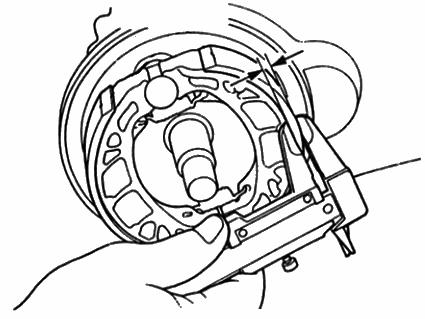 Remove brake drum from wheel hub. Inspection Check the brake drum for wear and damage, replace wheel hub if necessary Measure the ID of hub at several points and record the largest value.