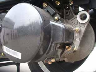 2. MAINTENANCE INFORMATION E-TON Gear Oil Inspection Check gear oil if leaking. Park the motorcycle with main stand on flat level place. Turn off engine and remove the gear oil draining plug.