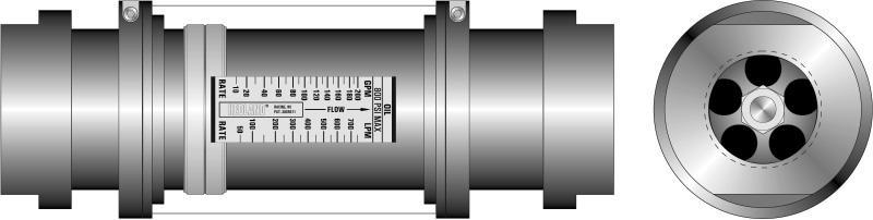 In-Line Pneumatic Flow Meter Dimensions Standard Meters: ¼ to 1-½ inch models A B Nominal Length Port Size in (mm) ¼ (SAE 6) 4.80 (122) ½ (SAE 10) 6.60 (168) ¾ (SAE 12) 7.20 (183) 1 (SAE 16) 7.