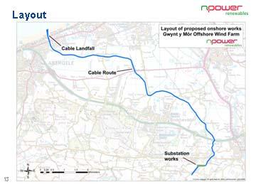 Cable route on shore Gwynt y Môr 40.0m Wide Services Corridor EXCLUSION ZONE No deep digging No Trees No buildings/footing 27.