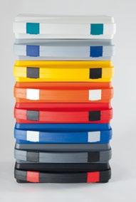 standard colours: black, blue, silver-grey, anthracite, red, yellow, dark blue, transparent locks: black, blue, silver-grey, anthracite, red, yellow, dark blue (optional: embossed