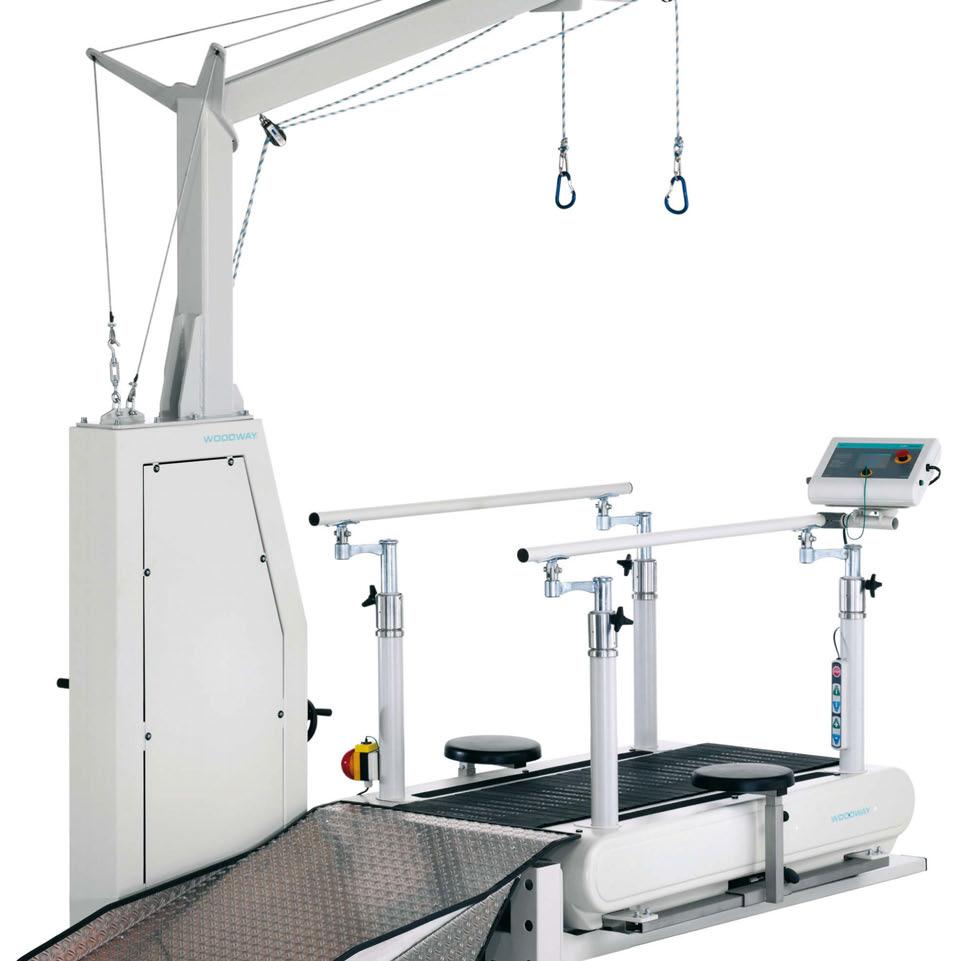Specifically designed for training and rehabilitating gait impairments, the WOODWAY LokoStation provides effective applications for hemiplegic, paraplegic and