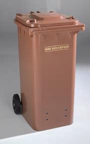 see page 37 for technical data standard colours (special colours available on request) RAL 8025 pale brown RAL F-7/W1 green 120 360 litres bio-bin, normal ventilation, with drainage grill and