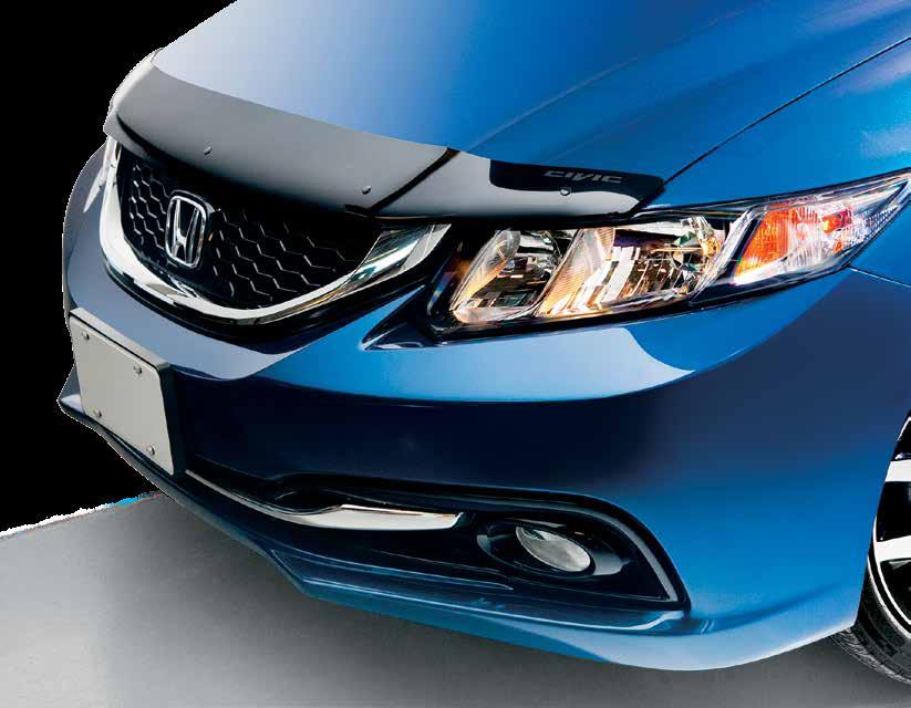 2014 CIVIC SEDAN & SEDAN Si EXTERIOR ACCESSORIES HOOD EDGE DEFLECTOR Honda-manufactured components ensure a perfect fit and finish Redirects dirt, insects and minor road debris to help keep the