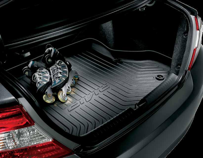 TRUNK TRAY Keeps your trunk floor looking new, contoured to help protect the trunk from sharp, wet or soiled cargo Custom-molded to fit the trunk area of your Honda High sides retain debris and help