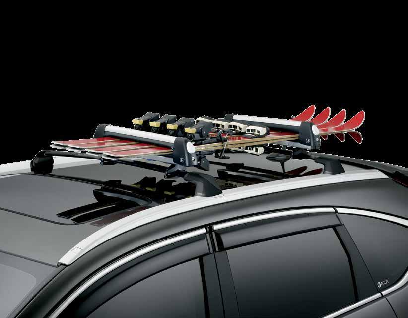 2014 CR-V EXTERIOR ACCESSORIES ROOF RACK, SKI ATTACHMENT Holds up to four pairs of skis and poles on the roof keeping your interior clear Lock holds skis securely and deters