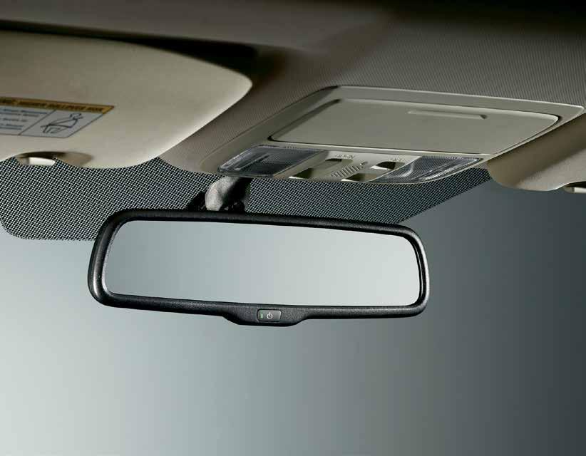 AUTO DAY/NIGHT MIRROR Automatically darkens to reduce glare from bright headlights of vehicles approaching from the rear Reduces night time eye strain Automatically
