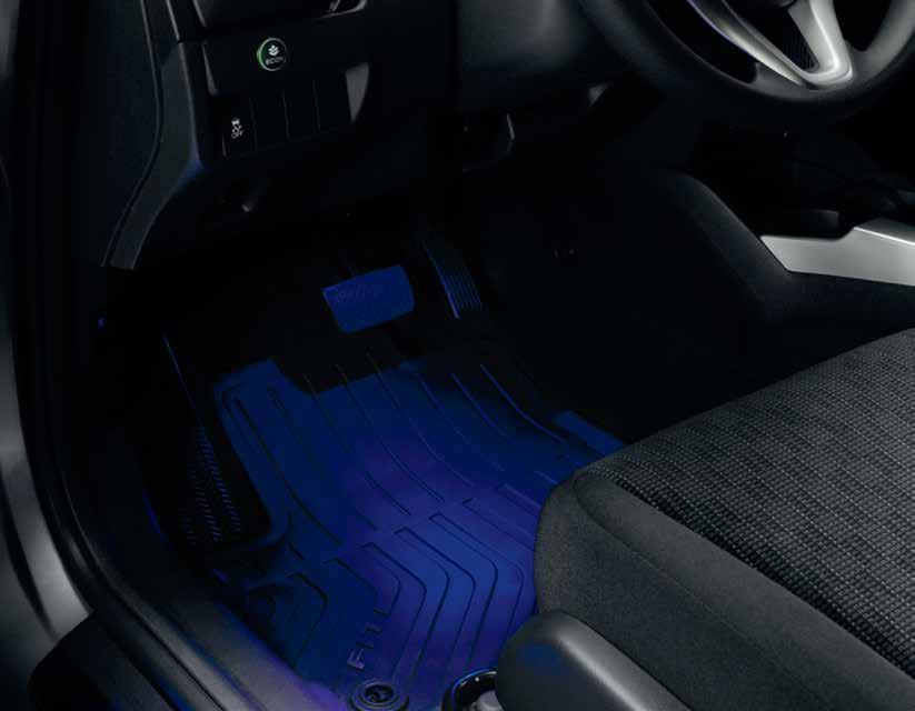 INTERIOR ILLUMINATION Soft glow of light emits on both the driver and passenger seat foot wells Blue
