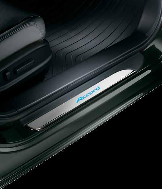 the lower door sill from scuff marks Blue LED lights illuminate the model s name when the door is open, providing an elegant glow for