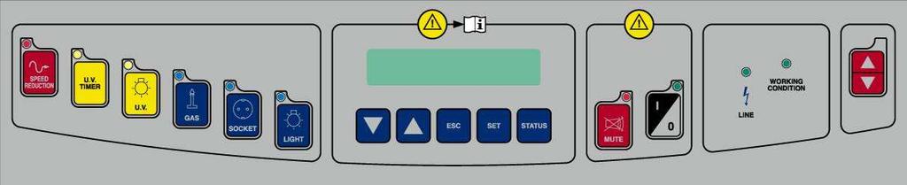 4.E SYMBOLS OF THE CONTROL PANEL List and description of all the symbols and controls of the control panel: 12 13 14 2 15 3 4 16 5 6 7 8 9 10 11 1 1 MAIN SWITCH: Position "0" Position "I" in the "0"