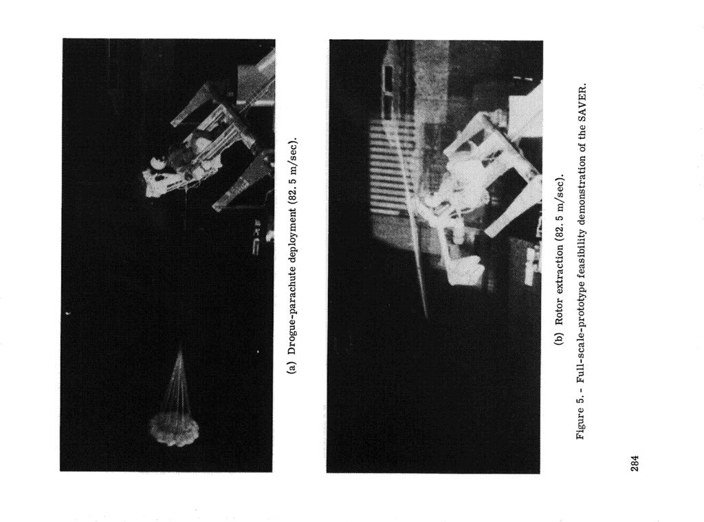 (a) Drogue-parachute deployment (82.5 m/sec). (b) Rotor extraction (82.