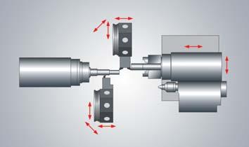 with two turrets and tools up to 300 mm _ 2 2 axes machining Example 4 3 tool strategy * _ Tool 1 on the