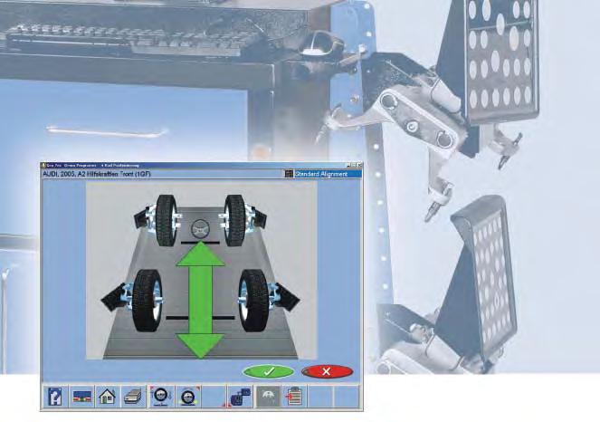 3D wheel alignment High user comfort in the software features During 3D measurement the cameras detect the target