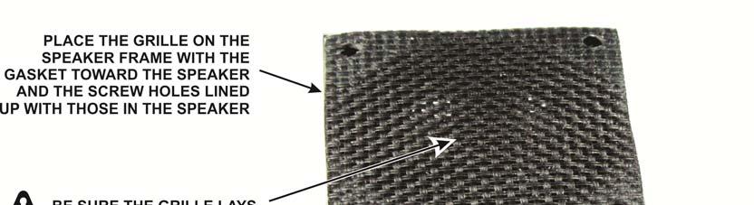 Position the gasket on the speaker frame as shown in Figure 8 with the rubber