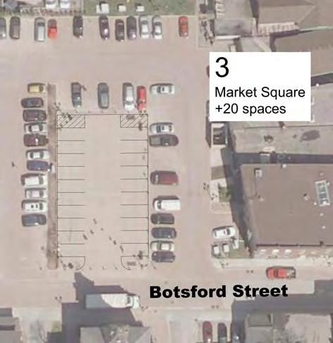 Option 3 Market Square Parking Lot Expansion Market Square, located in the centre of P5 lot, will be opened up to public parking in conjunction with the
