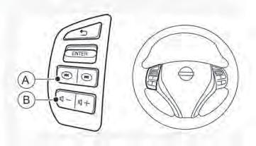 ja Seek up/seek down buttons jb Volume control buttons To use the steering wheel audio switch, push the power ON button of the audio unit with the ignition switch in either the Acc or ON position.
