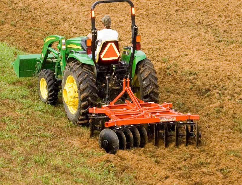 THF SERIES Lift Tandem Disc Harrows Hinged frame Designed for 35 to 45 horsepower tractors Available in 6 4, 6 8 and 8 cutting widths Notched blades standard Plain blades optional 3 Square hi-yield