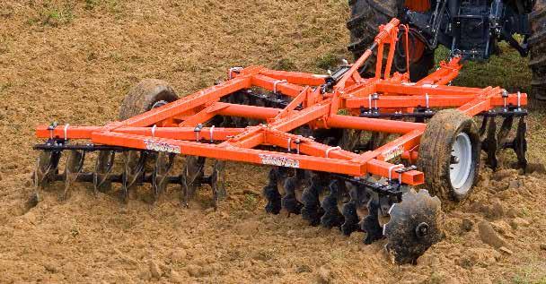 TW5 SERIES Tandem Wheel Type Disc Harrow 10 6-15 Designed for 50 to 85 horsepower tractors 4 x 3 & 5 x 3 Hi-yield tube frames 1 1/8 Square hi-strength axles, triple sealed ball bearings, front to