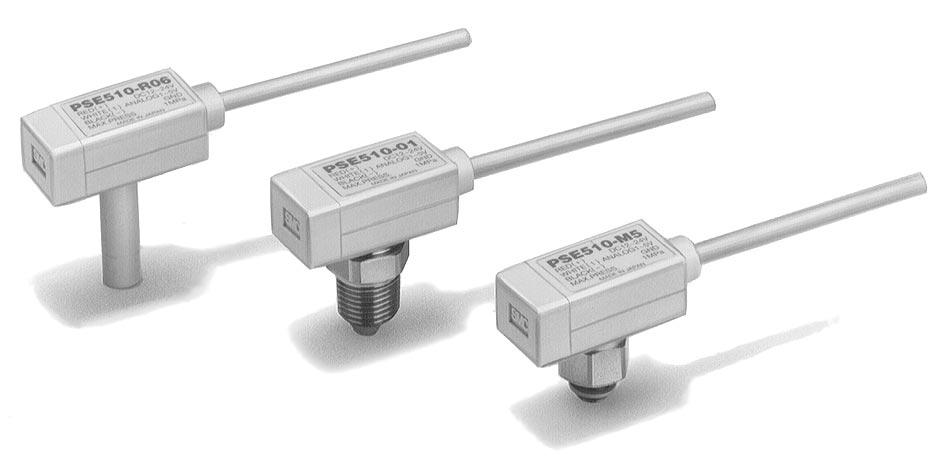 Pressure Sensor For General Pneumatic Applications Series PSE 510 How to Order PSE51 Operating pressure 0 High pressure (0 to 1 ) 1 Vacuum ( 101 to 0 ) 2 Low pressure (0 to 100 ) Porting R06 ø6