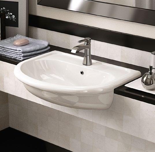 3019 Semi-inset cm 65 basin with overflow arranged for three holes tap Line taps basin: EVERGREEN Line EVERGREEN Chrome siphon (SIFL/CR) - Telescopic chrome siphon (SIFL066) Stop & Go drain (PLSG)