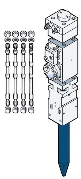 The hydraulic damper body is securely retained using a configuration that employs 2 greasing (hydraulic) damper adjusters