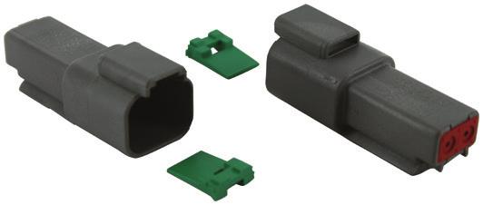 DTM0*-2* 2 size 20 Deutsch Connectors DT Series Material Specifications Grommet: Silicone rubber Insert Retainer: Thermoplastic Receptacle Interfacial Seal: Silicone rubber Shell: