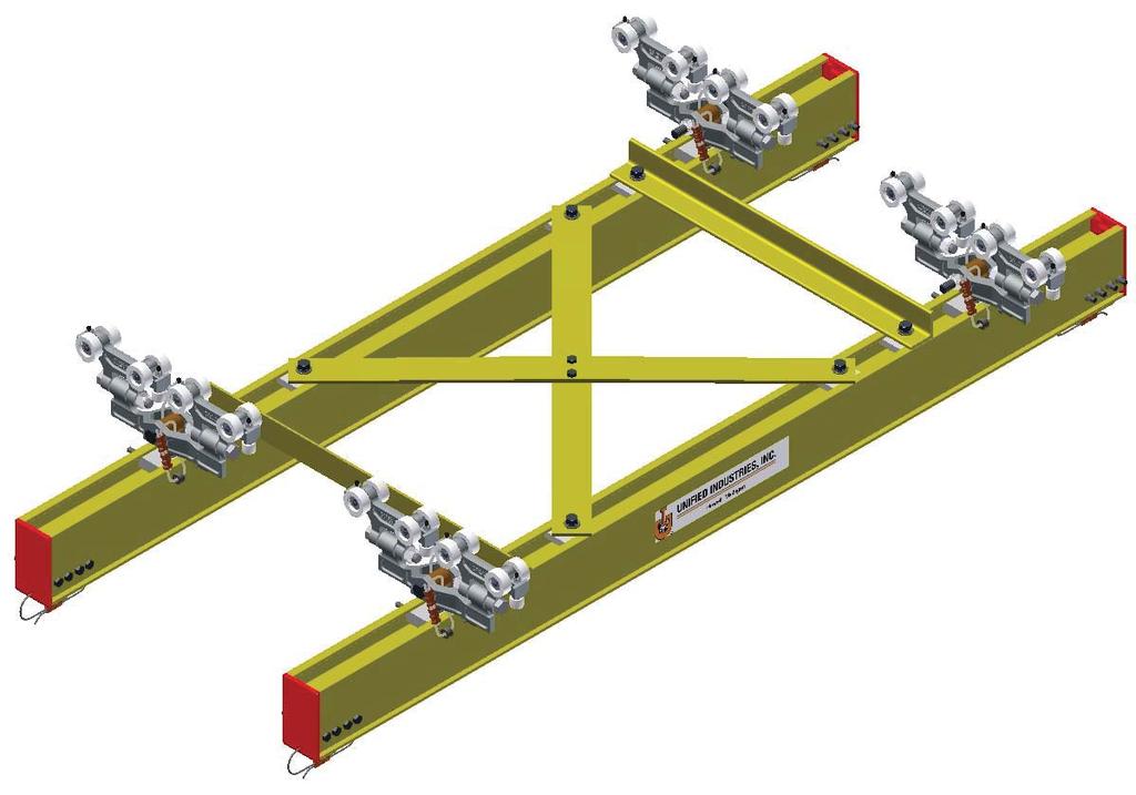 PAGE 37 Unified double girder bridge cranes are used for suspending hoists, nut runners, indexing fixtures, mechanical grabs, etc.