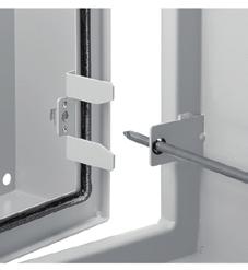 Available with reversible left or right hinging, the cabinet swings open to provide easy equipment service and installation access.