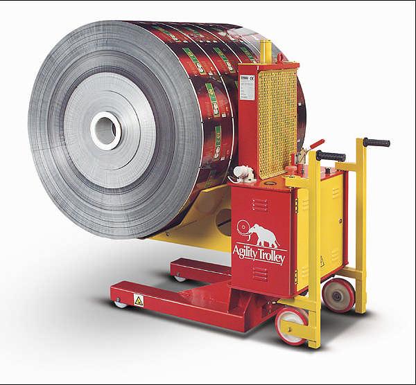 REEL-LIFTING TROLLEY WITH MANUAL TRAVERSE AND ELECTRIC LIFTING DEVICE MOD.