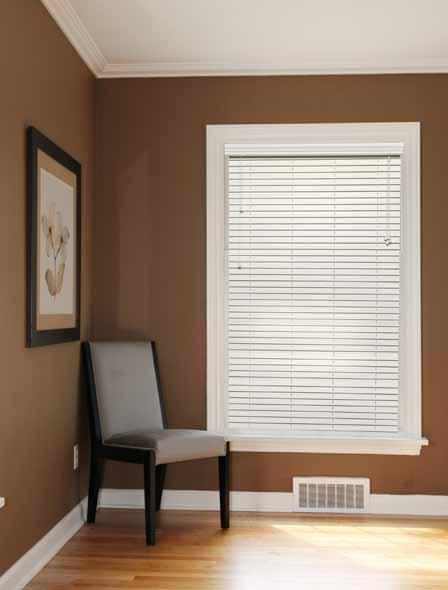 NEW! 2 Embossed Faux Wood Features 2 Wide Slats for Designer Look 2-Year Warranty 3 1/4 Crown Valance Heavy Duty Steel Headrail Cord Control Opening and Raising Static Resistant Slats Won t Warp or