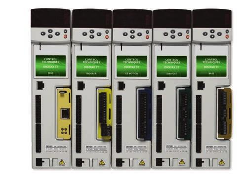 Digitax ST is available in five variants: EtherCAT - Built-in EtherCAT connectivity Plus - With on-board APC motion controller EZ Motion - Easy-to-use motion programming
