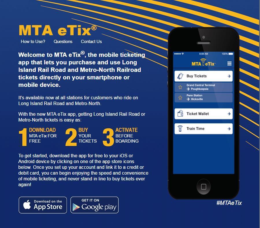 INNOVATION MTA etix One app does it all - tickets, train schedules, service status.