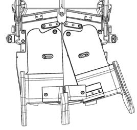 Right chair side: Remove the bolts (D) and (E) at the opposite side of the chair. Place the seat spacer (F).