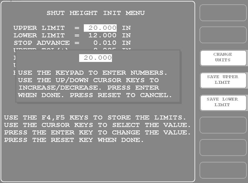 RamPAC User Manual 1115200 2. Highlight the UPPER LIMIT item, and press ENTER. A Numeric Entry window similar to the one shown in Figure 3-6 