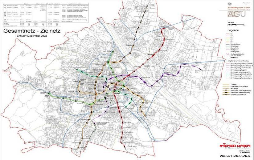 Focus on subway enlargement U6 Floridsdorf - Rendevousberg U5 Rathaus - Hernals U2 Aspernstraße