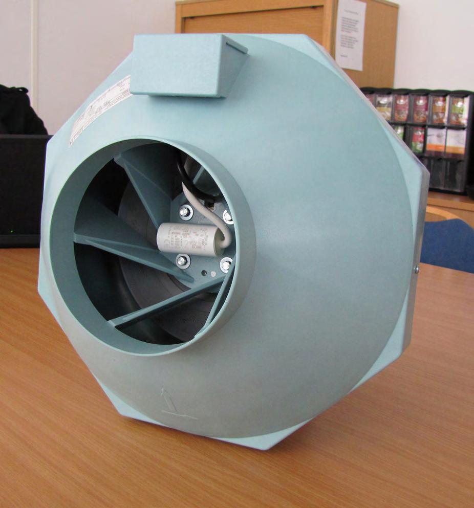 35 m 3 /s Static pressures up to 58 Pa Plastic cased centrifugal fan